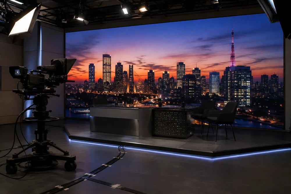 Painel modular em estúdio de TV