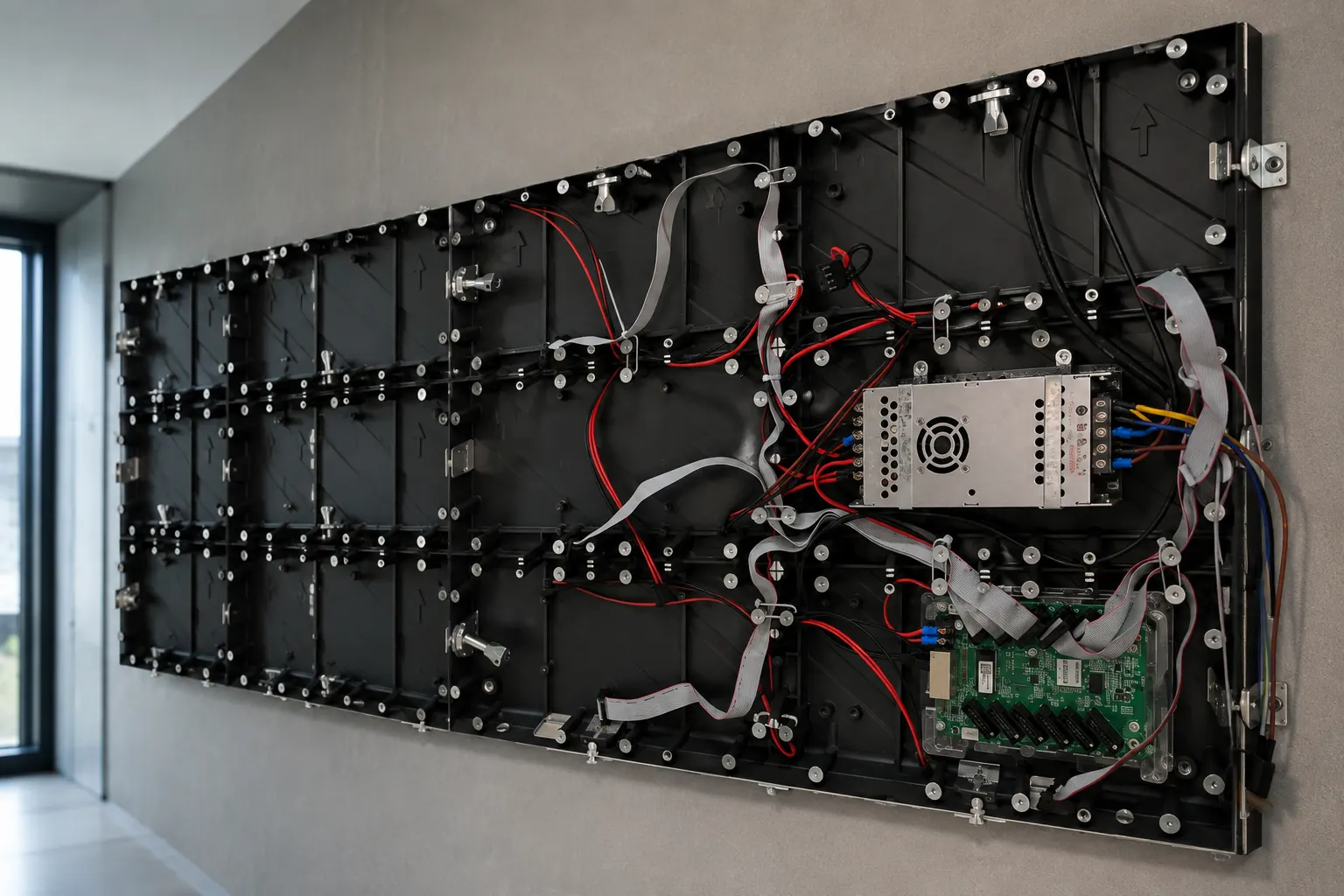 Técnico fixando gabinete modular na parede